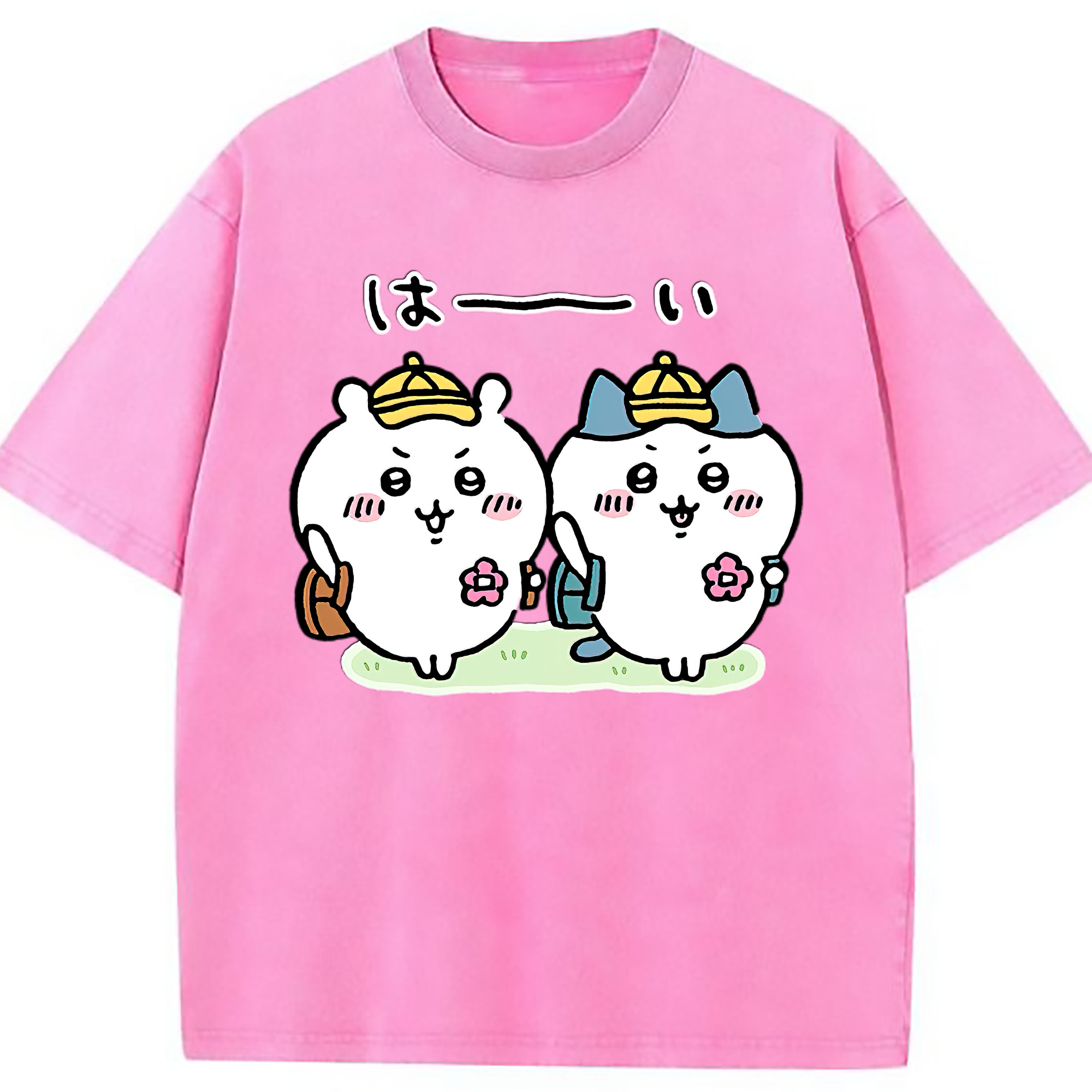 （画像用） ちいかわ ハチワレ Chii-kawa hachiware 綿100% ヴィンテージ風 半袖Tシャツ（フロントプリント）